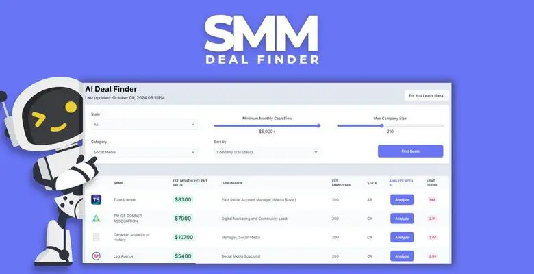 تطلق SMM Deal Finder منصة مدعومة بالذكاء الاصطناعي تقدم أكثر من 6 ملايين عميل محتمل لمسوقي وسائل التواصل الاجتماعي